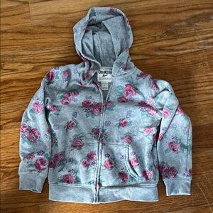 OshKosh B'gosh Gray and Pink Floral Hoodie Sweatshirt